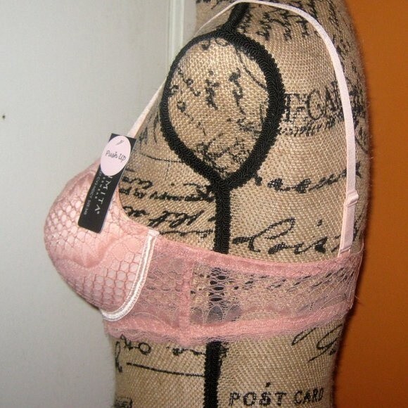 Youmita 34B Muted Clay 2tone geo lace bra w/underwire NWT - Picture 7 of 8